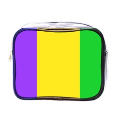 Carnival Mardi Gras Purple Yellow Green Stripes Mini Toiletries Bag (one Side) by yoursparklingshop