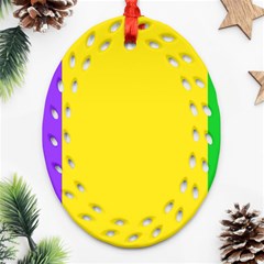 Carnival Mardi Gras Purple Yellow Green Stripes Ornament (oval Filigree)