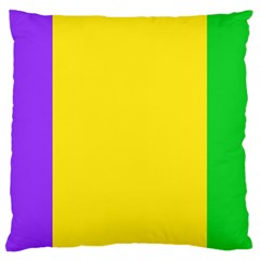 Carnival Mardi Gras Purple Yellow Green Stripes Large Cushion Case (two Sides) by yoursparklingshop