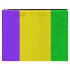 Carnival Mardi Gras Purple Yellow Green Stripes Cosmetic Bag (xxxl) by yoursparklingshop