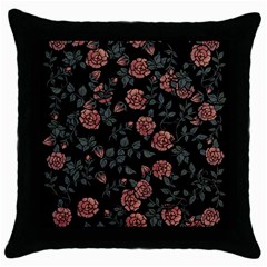 Dusty Roses Throw Pillow Case (black) by BubbSnugg