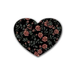 Dusty Roses Rubber Coaster (heart)  by BubbSnugg