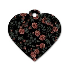 Dusty Roses Dog Tag Heart (one Side) by BubbSnugg