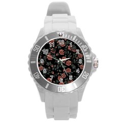 Dusty Roses Round Plastic Sport Watch (l) by BubbSnugg