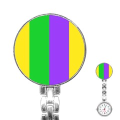 New Orleans Carnival Colors Mardi Gras Stainless Steel Nurses Watch by yoursparklingshop