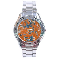 Vivid Grunge Abstract Print Stainless Steel Analogue Watch