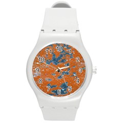 Vivid Grunge Abstract Print Round Plastic Sport Watch (M)