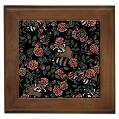 Raccoon Floral Framed Tile by BubbSnugg