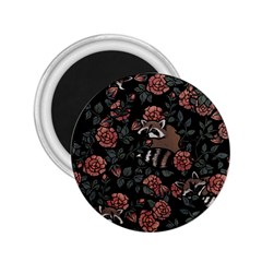 Raccoon Floral 2 25  Magnets by BubbSnugg