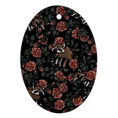 Raccoon Floral Ornament (oval) by BubbSnugg