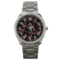 Raccoon Floral Sport Metal Watch by BubbSnugg