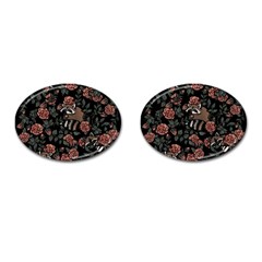 Raccoon Floral Cufflinks (oval) by BubbSnugg