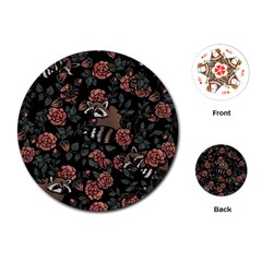 Raccoon Floral Playing Cards Single Design (round) by BubbSnugg