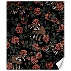 Raccoon Floral Canvas 20  X 24  by BubbSnugg