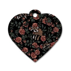 Raccoon Floral Dog Tag Heart (one Side) by BubbSnugg