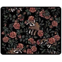 Raccoon Floral Double Sided Fleece Blanket (medium)  by BubbSnugg