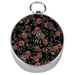 Raccoon Floral Silver Compasses