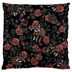 Raccoon Floral Standard Flano Cushion Case (two Sides) by BubbSnugg