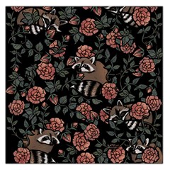 Raccoon Floral Large Satin Scarf (square) by BubbSnugg