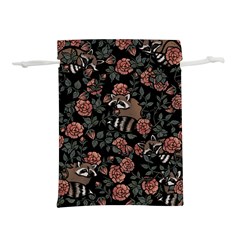 Raccoon Floral Lightweight Drawstring Pouch (l) by BubbSnugg