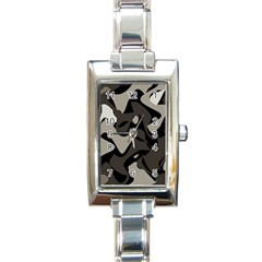 Trippy sepia paint splash, brown, army style camo, dotted abstract pattern Rectangle Italian Charm Watch