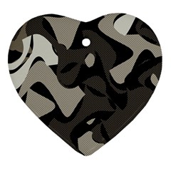 Trippy sepia paint splash, brown, army style camo, dotted abstract pattern Ornament (Heart)