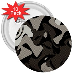 Trippy sepia paint splash, brown, army style camo, dotted abstract pattern 3  Buttons (10 pack) 