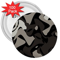 Trippy sepia paint splash, brown, army style camo, dotted abstract pattern 3  Buttons (100 pack) 