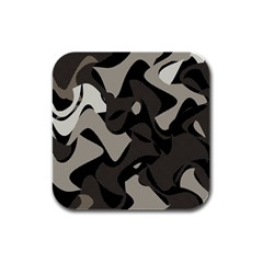 Trippy sepia paint splash, brown, army style camo, dotted abstract pattern Rubber Square Coaster (4 pack) 