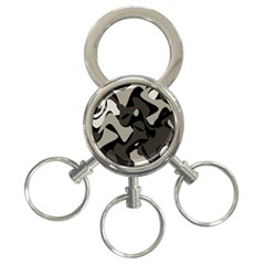 Trippy sepia paint splash, brown, army style camo, dotted abstract pattern 3-Ring Key Chain