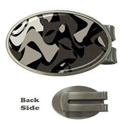 Trippy sepia paint splash, brown, army style camo, dotted abstract pattern Money Clips (Oval) 