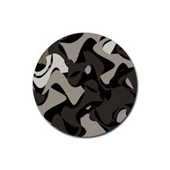 Trippy sepia paint splash, brown, army style camo, dotted abstract pattern Rubber Round Coaster (4 pack) 