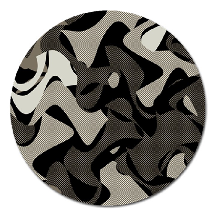 Trippy sepia paint splash, brown, army style camo, dotted abstract pattern Magnet 5  (Round)