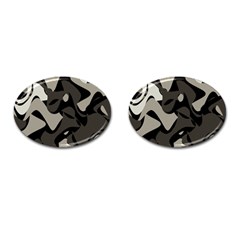 Trippy sepia paint splash, brown, army style camo, dotted abstract pattern Cufflinks (Oval)