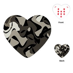 Trippy sepia paint splash, brown, army style camo, dotted abstract pattern Playing Cards Single Design (Heart)