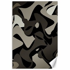 Trippy sepia paint splash, brown, army style camo, dotted abstract pattern Canvas 24  x 36 