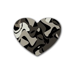 Trippy sepia paint splash, brown, army style camo, dotted abstract pattern Rubber Coaster (Heart) 