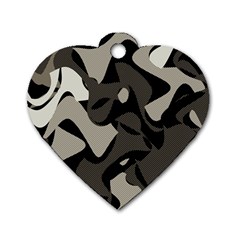 Trippy sepia paint splash, brown, army style camo, dotted abstract pattern Dog Tag Heart (One Side)