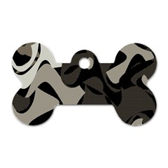 Trippy sepia paint splash, brown, army style camo, dotted abstract pattern Dog Tag Bone (Two Sides)