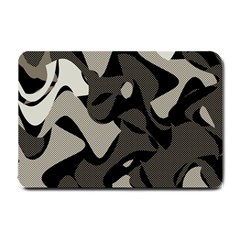 Trippy sepia paint splash, brown, army style camo, dotted abstract pattern Small Doormat 