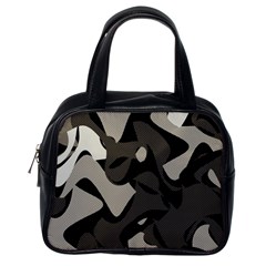 Trippy sepia paint splash, brown, army style camo, dotted abstract pattern Classic Handbag (One Side)