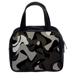 Trippy sepia paint splash, brown, army style camo, dotted abstract pattern Classic Handbag (Two Sides)