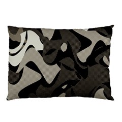 Trippy sepia paint splash, brown, army style camo, dotted abstract pattern Pillow Case