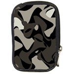 Trippy sepia paint splash, brown, army style camo, dotted abstract pattern Compact Camera Leather Case Front