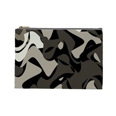 Trippy sepia paint splash, brown, army style camo, dotted abstract pattern Cosmetic Bag (Large)