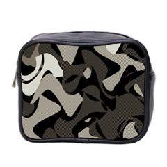 Trippy Sepia Paint Splash, Brown, Army Style Camo, Dotted Abstract Pattern Mini Toiletries Bag (two Sides)