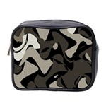 Trippy sepia paint splash, brown, army style camo, dotted abstract pattern Mini Toiletries Bag (Two Sides) Front