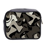 Trippy sepia paint splash, brown, army style camo, dotted abstract pattern Mini Toiletries Bag (Two Sides) Back