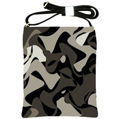 Trippy sepia paint splash, brown, army style camo, dotted abstract pattern Shoulder Sling Bag