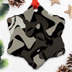 Trippy sepia paint splash, brown, army style camo, dotted abstract pattern Snowflake Ornament (Two Sides)